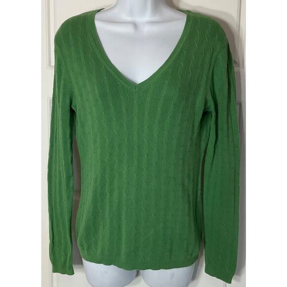 LOFT Sweaters - Loft Green Textured Longsleeve Lightweight 100% Cotton Sweater M